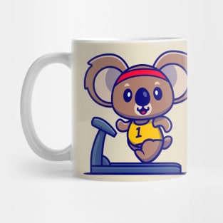 Cute Koala Running On The Treadmill Cartoon Mug